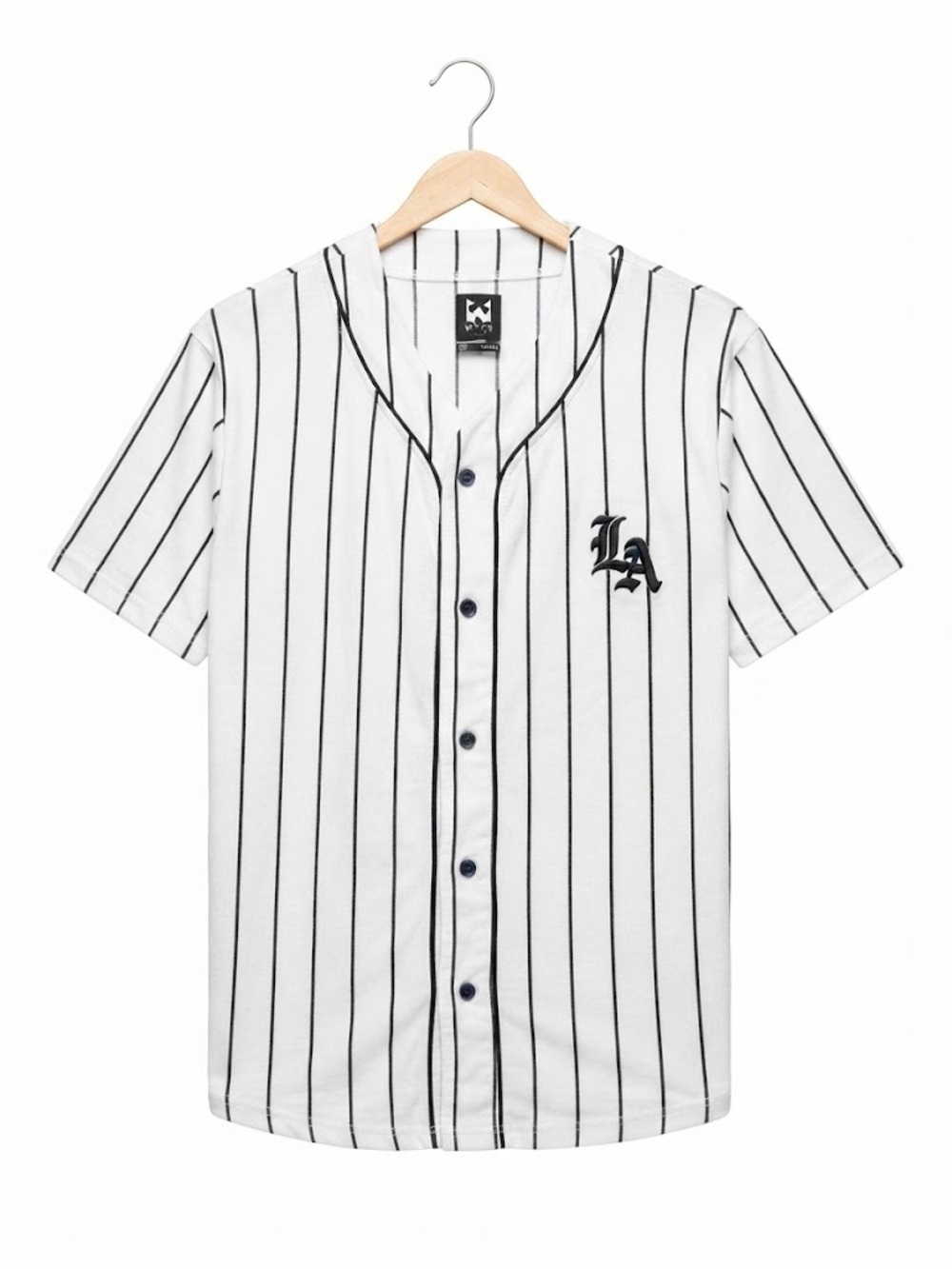 WXYZ Los Angeles Pinstripe Baseball Jersey Shirt White Black Size Large